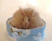 Miniature Felted Felt Rabbit Bunny Angora Pet Tiny by Lovinclaydolls Lovin Clay Dolls Artist Lisa Haldeman