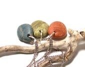 Sea Glass Jewelry Beach Stones Drilled - Pebbles Slide Pendants, River Rocks - "Gooseberry, Robin's Egg & Shrimp" by StoneMe