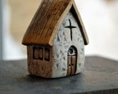 Handmade polymer clay church...fairy houses...fairy gardens...Old Stone English European church