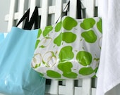 Ready to Ship - SALE -  Lined Oilcloth Tote Bag Reversible Market Beach Bag with pockets