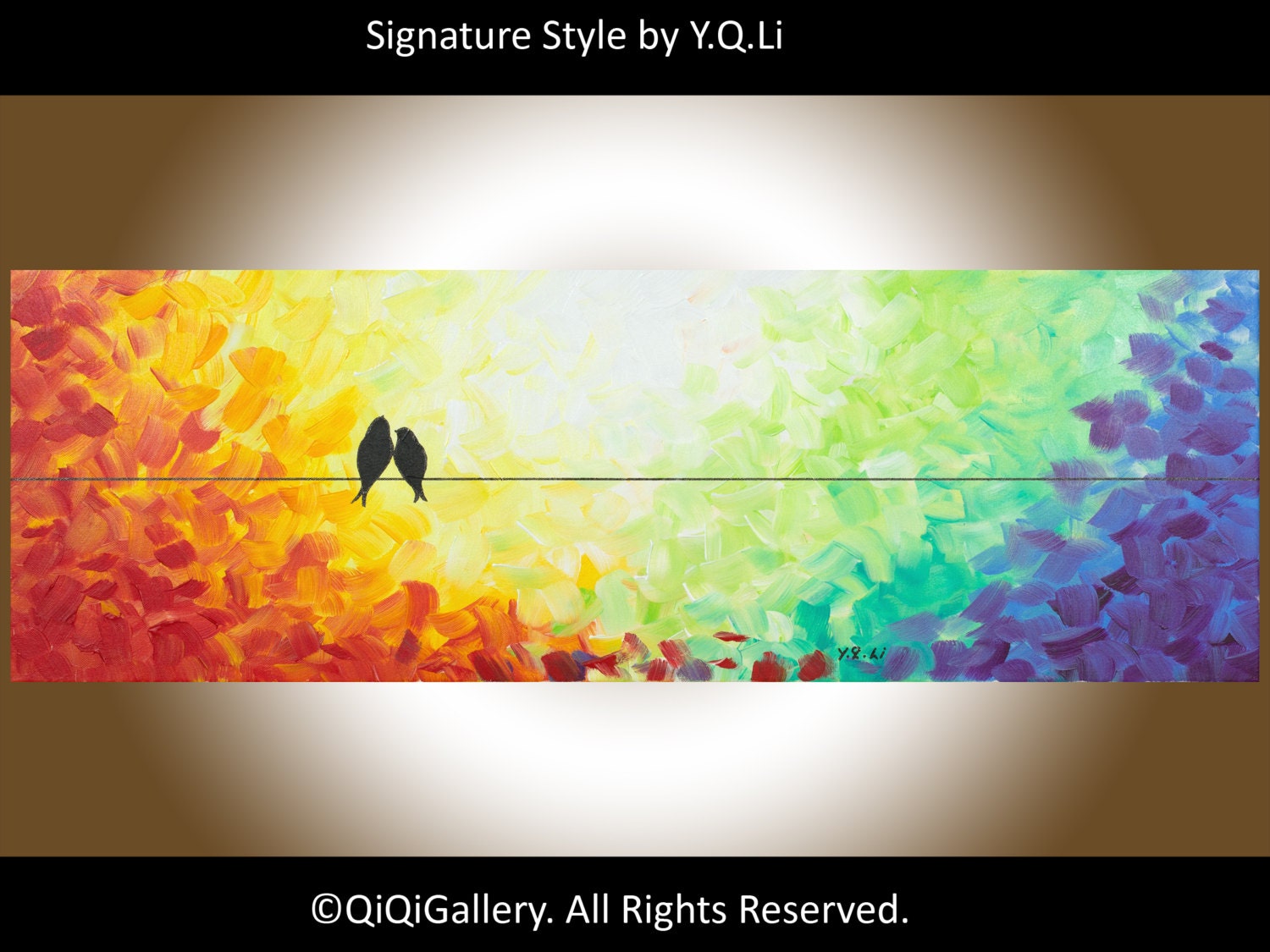 Abstract Landscape Painting Original Heavy Texture Impasto birds Wall Decor "A Better Tomorrow II"