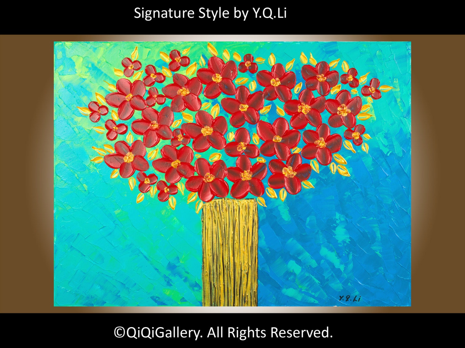 Abstract Contemporary Still Life Painting Original Heavy Texture Impasto Palette Knife Vase Flowers Wall Décor "The Bouquet of Delight"