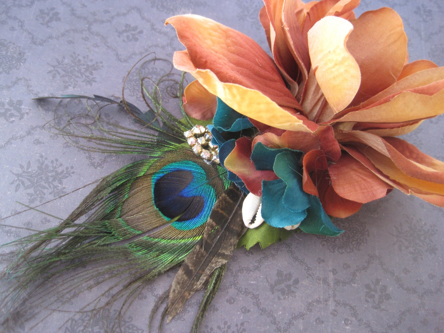 Honey Amber Magnolia hair flower hair clip fascinator