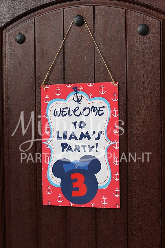 Welcome Door Sign Banner Anchor Mickey Nautical Sign Birthday Party Il_570xn