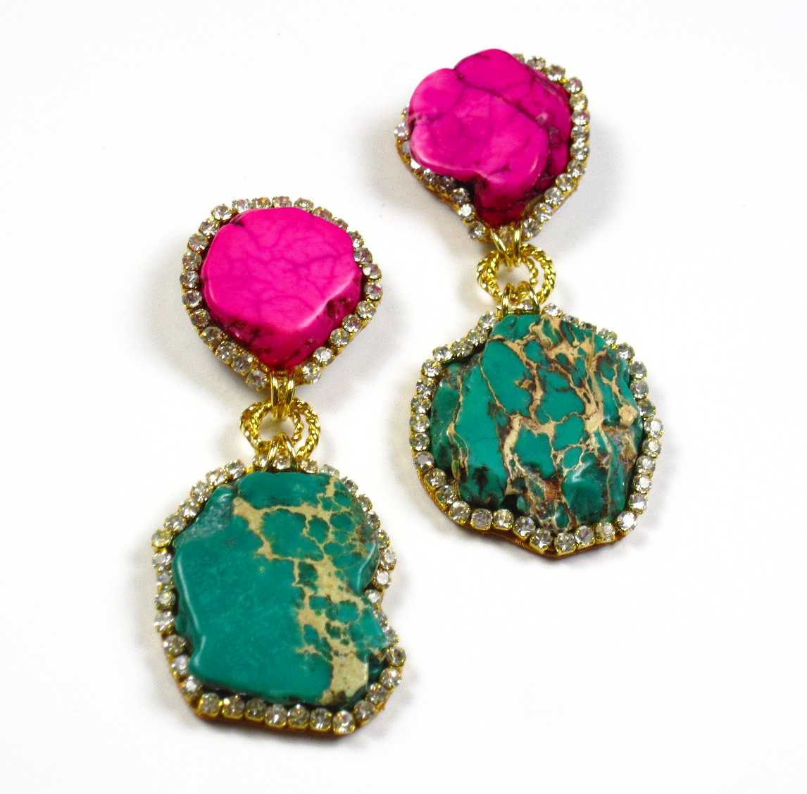 Earrings Turquoise Dangle Chandelier Drop Handmade Turquoise Statement Earrings