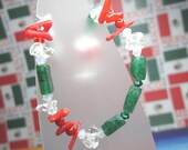 Green White and Red Gemstone Bracelet for Cinco De Mayo