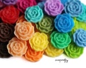 20pc you choose mini rose 12mm resin flower cabochons, 22 colors, great for making hairpins, earrings and rings