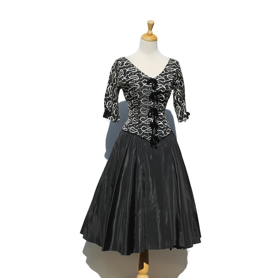 RESERVED  Embroidery Evening Taffeta Dress