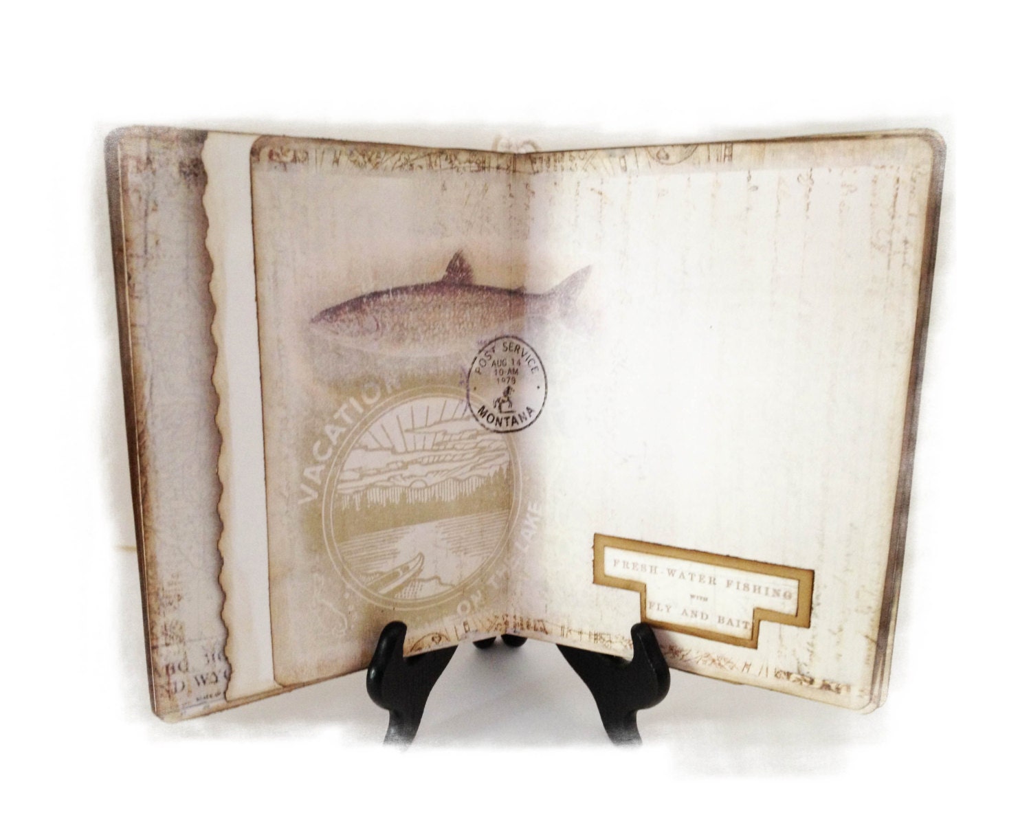 Fly Fishing Journal, Adventure Journal, Fising Diary, Travel Journal, Father's Day Gift, Gifts for Him, Green and Beige