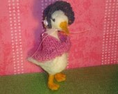 Duck, Needle Felter, Soft Sculpture, Beatrix Potter Inspired Felted Animal, With Bonnet and Shawl, Wool and Alpaca