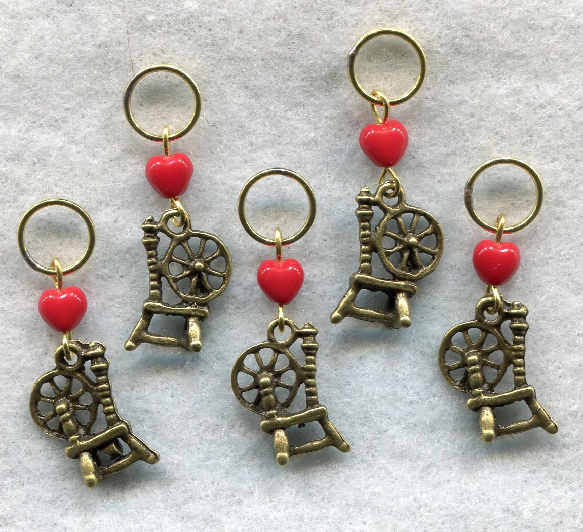 Spinning Wheel Stitch Markers Spinner Spinning Spindle Set of 5/SM98