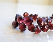 Rhodolite Garnet Heart Briolette AAA Purple Maroon Faceted 7mm 1/2 Strand Wholesale