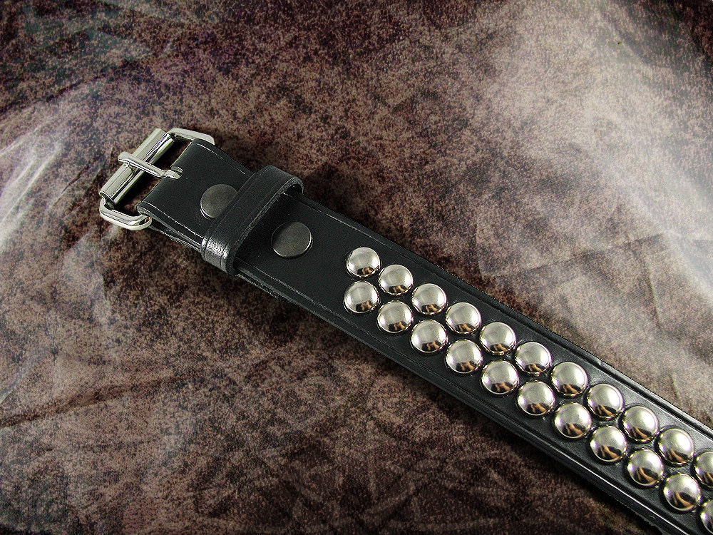 Studded Leather Belt - The Hard Core Rounded 2-Row
