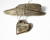 Heart Ceramic Pottery Necklace Black Stoneware Clay with White Glaze