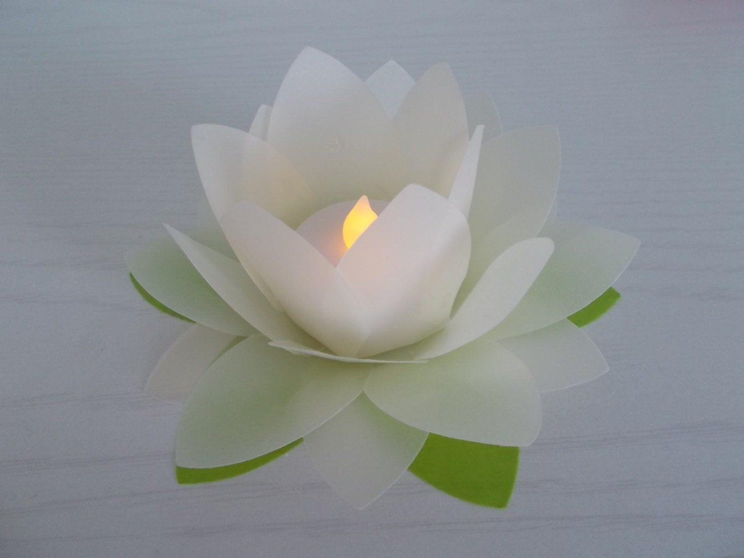 Cream Lotus Flower Table Luminary - Wedding Favor - Garden Party Decor