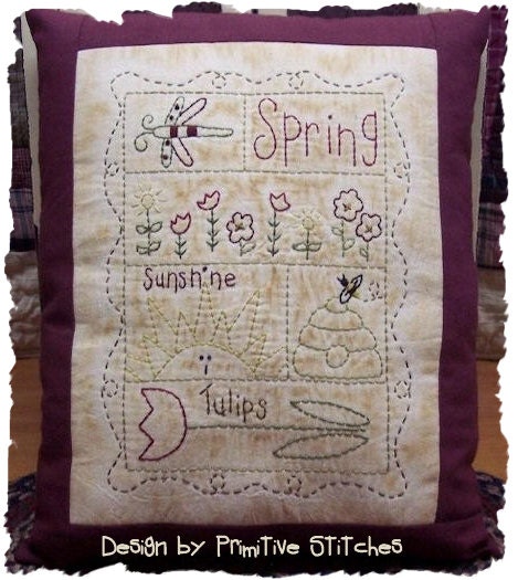 Spring Sampler-Primitive Stitchery Pattern-- E-PATTERN-Instant Download