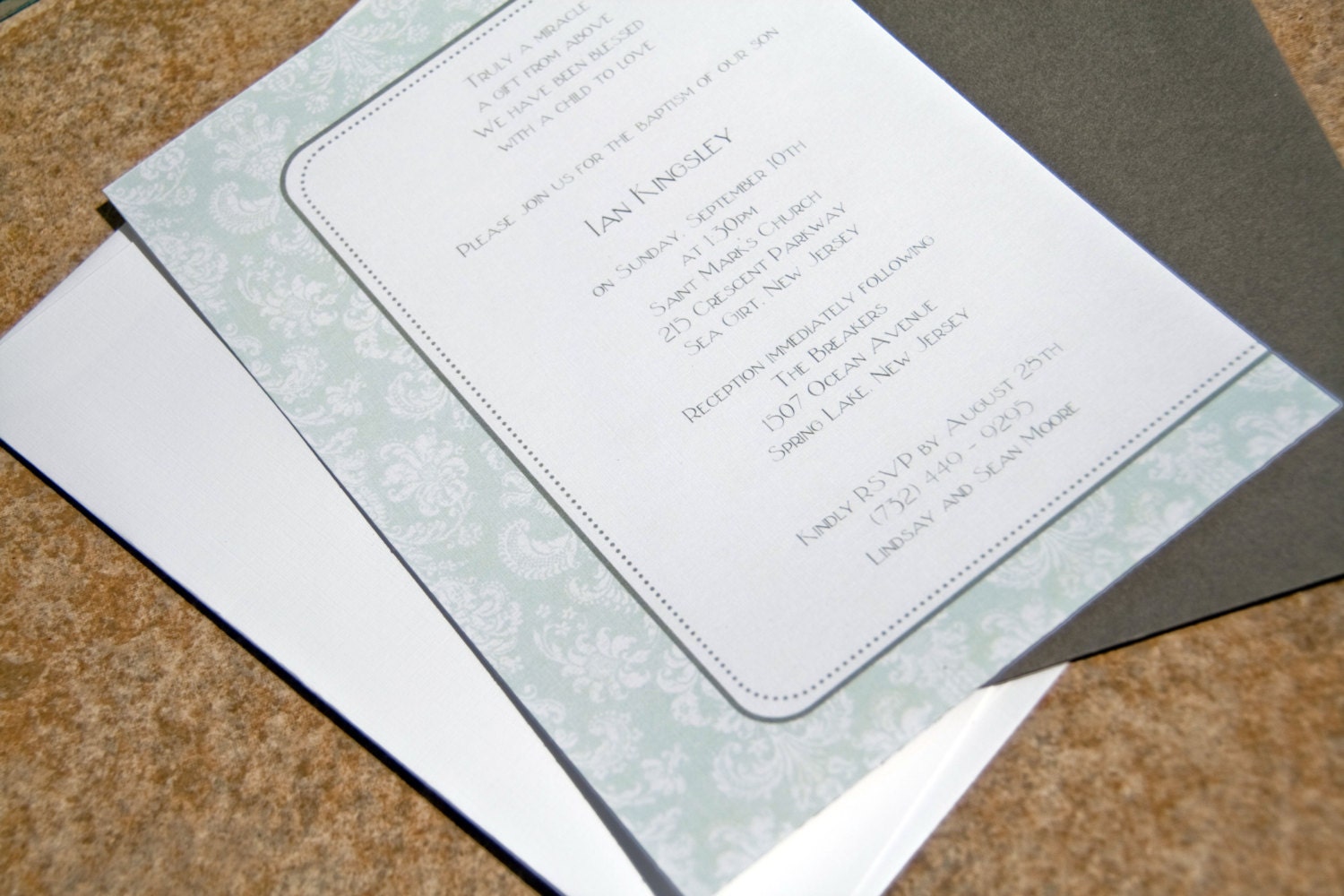 Floral Lace Damask Wedding Baptism Anniversary Party Invitation set of 10 by Belleza e Luce Il_170x135
