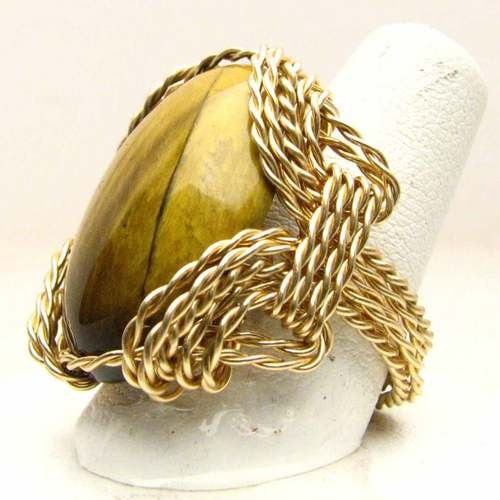 Handmade 14kt Gold Filled Wire Wrap Tiger Eye Agate Ring