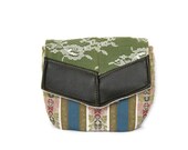 travel clutch // vintage-inspired blue floral stripe - vintage lace - green linen // makeup bag with mirror - bridesmaid gift
