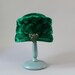 Vintage Hat / 1960s Fuzzy Emerald Pill Box Hat / 60s Rhinestone Glamour Hat