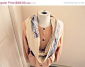 ON SALE Sequin. linen. gray. sparkle. off white. infinity scarf Anthropologie