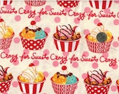 One Yard Japanese Cotton Fabric Big Ice Cream Sundae Scoop Choco Fudge Polka Dot Rows Off White