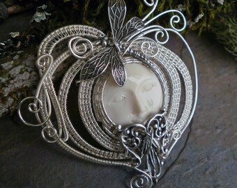 The Man in the Moon and The Dragonfly Pin Brooch Pendant