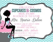 Cupcakes and Cosmos -  Bridal Shower Bachelorette Party Invitation - Customizable and PRINTABLE