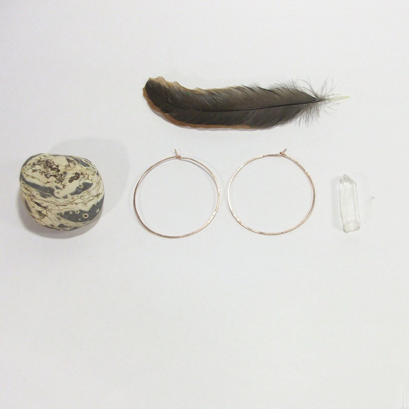 Rose Gold Hammered Hoops - Large