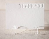 Letterpress Thank You Cards - Blinded. Bamboo paper, kraft envelopes, set of 8 flat cards in kraft bottomed box. V6-17