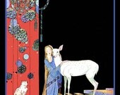 Girl and Deer Refrigerator Magnet - FREE US SHIPPING