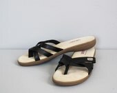 Bass SUNJUNS sharon black leather sandals flats 6.5