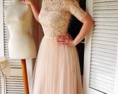 FLOOR LENGTH Ballade del Vientre blush pink wedding DRESS luxurious lace and tulle wedding gown blush pink lace dress