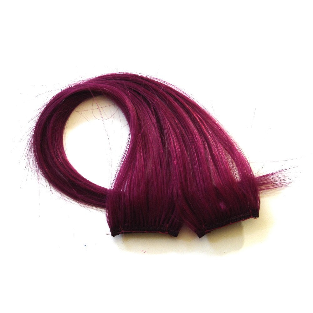 Berry Wine Clip-In Hair Extensions burgundy dark pinkish red clip in streaks