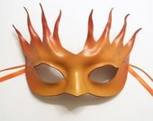 Leather Mask in Orange and Red flames fire sun