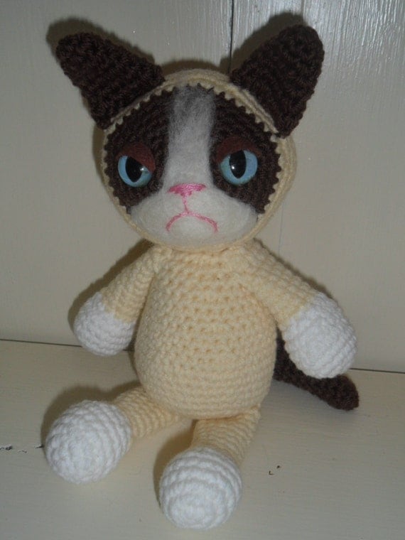 Grumpy Cat Meme crochet plush toy handmade kitty doll PLEASE READ CAREFULLY