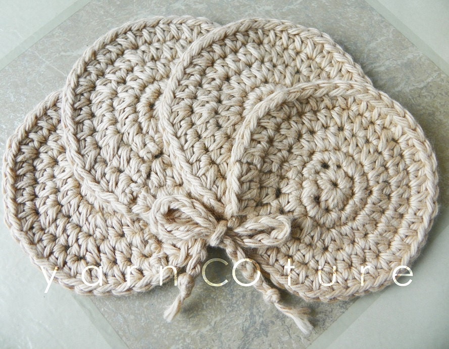 Facial Scrubbies - Luxe Spa Collection / Set Of Four - In TAUPE Tan