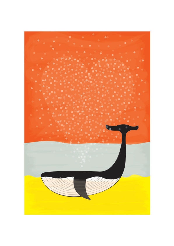 Whale Love / Art print Children decor, Kids, Wedding Birthday Anniversary Gifts Playroom decor Nursery decor