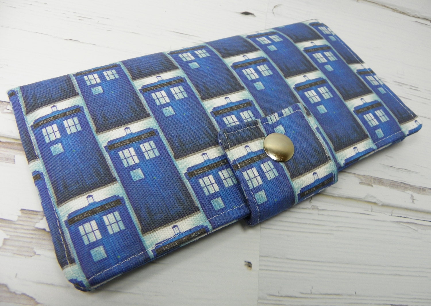 Handmade Long Wallet  BiFold Clutch - Doctor Who's Tardis - Its bigger on the inside