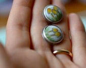 Mighty Mushroom Earrings. Watercolor graphite and enamel on copper. Wild Fungi.