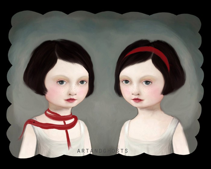 The Audrey Twins - Digital Painting Art Print 10x8