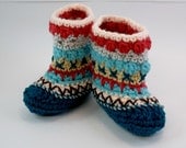 Baby Booties Mukluk or Granny Boots Multicoloured Alaskan 6-12 months OOAK