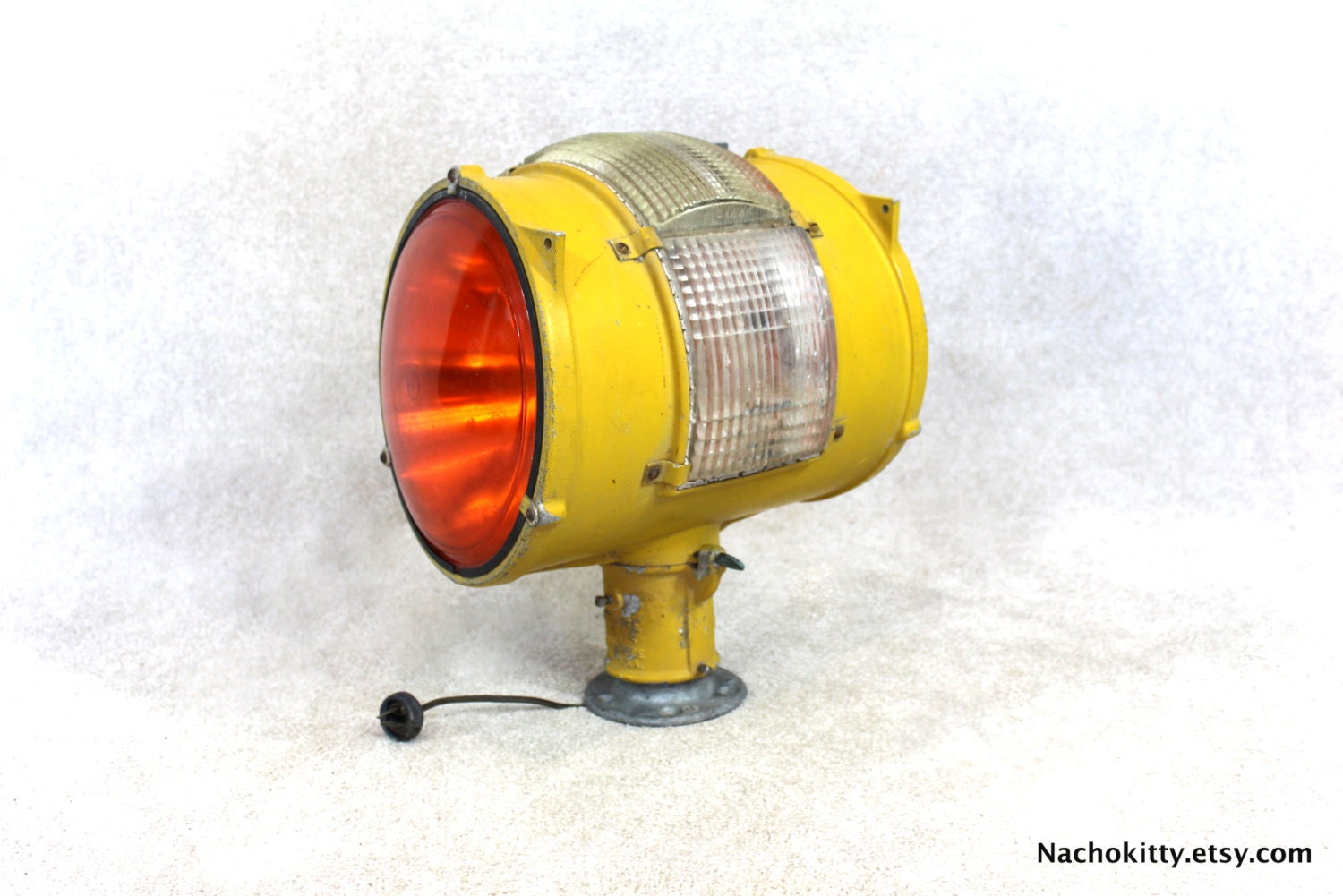 1930s Airport Runway Light, Double Sided Orange Glass Globes Crouse Hinds
