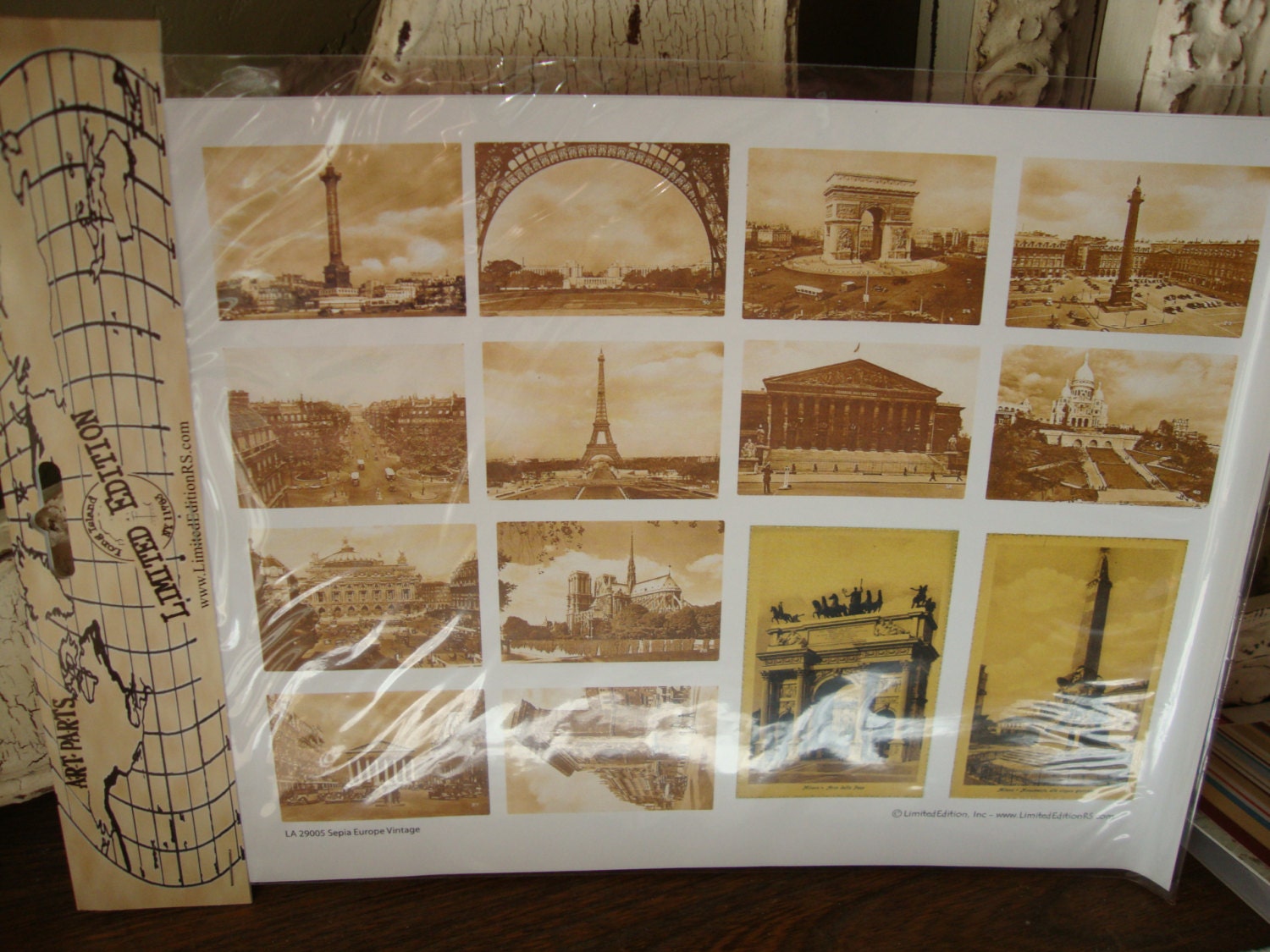 Old architecture decoupage collage sheets in Sepia paris italy vintage europe old buildings collage sheets