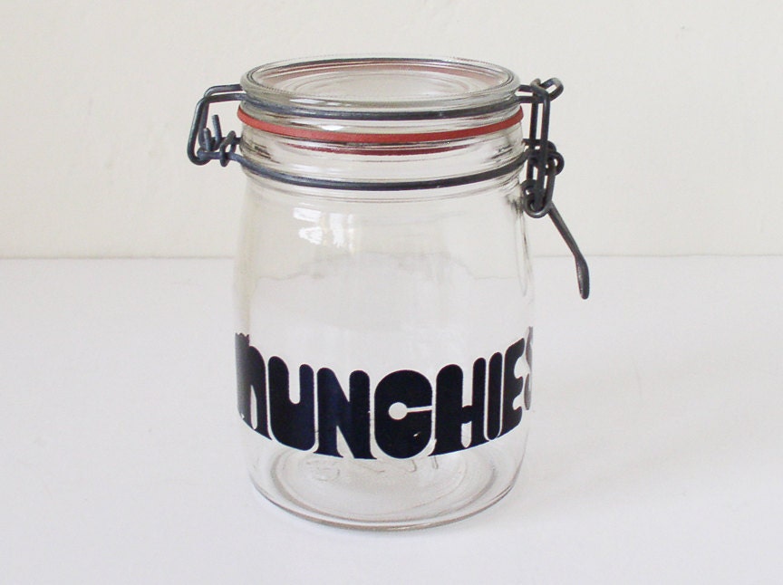 Munchies typographic glass jar