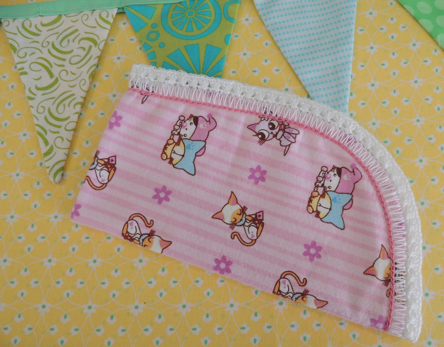 Baby Burp Cloth in My Little Kitty pattern is a perfect gift for the little person in your life