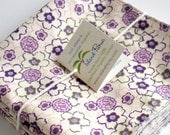 Purple Organic Napkins, Eco Friendly Cloth Napkins, Reusable - Purple Floral, Set of Four