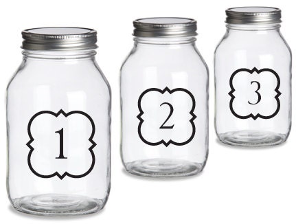 Set of 20 4" x 4" Table Numbers vinyl decals you choose FONT COLOR FRAME