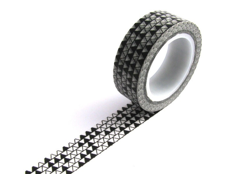 Washi Tape - Black & White Triangles - 15mm x 10 metres - High Quality Masking Tape
