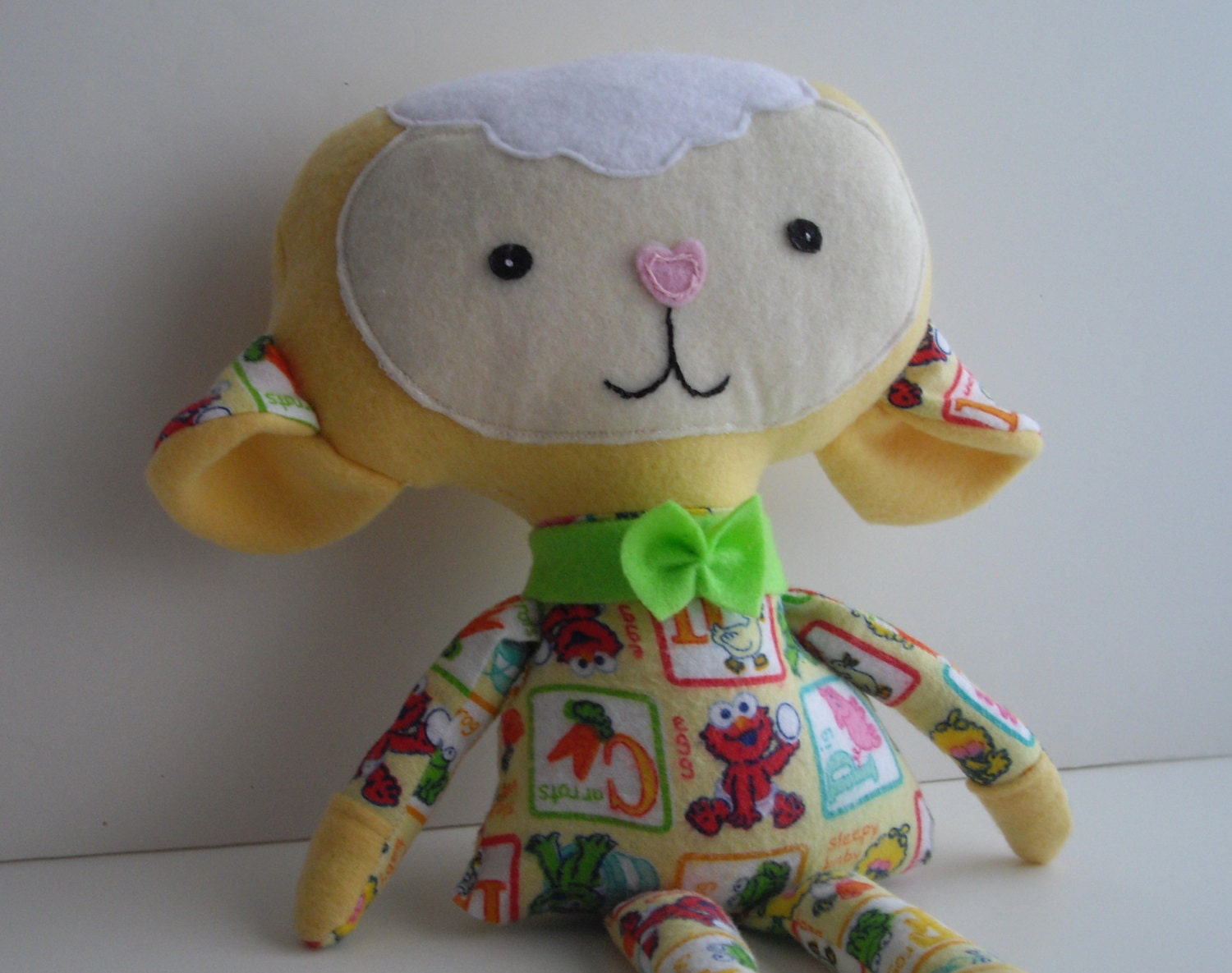 Plush Fabric Lamb Doll Seseme Street Fabric Handmade With All New Materials Hypoallergenic For Children Under Three Years Old Ready To Ship